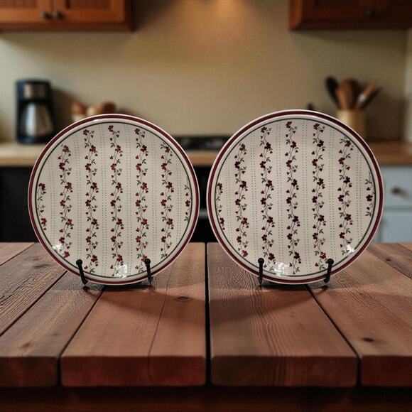 2 Regency American Country Collection Newcor Stoneware Williamsburg Salad Plates - Picture 1 of 11